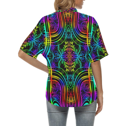 Neon Trible Rainbow Pattern Print Design A01 Women's Hawaiian Shirt