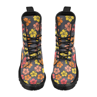 Hibiscus Pattern Print Design HB024 Women's Boots