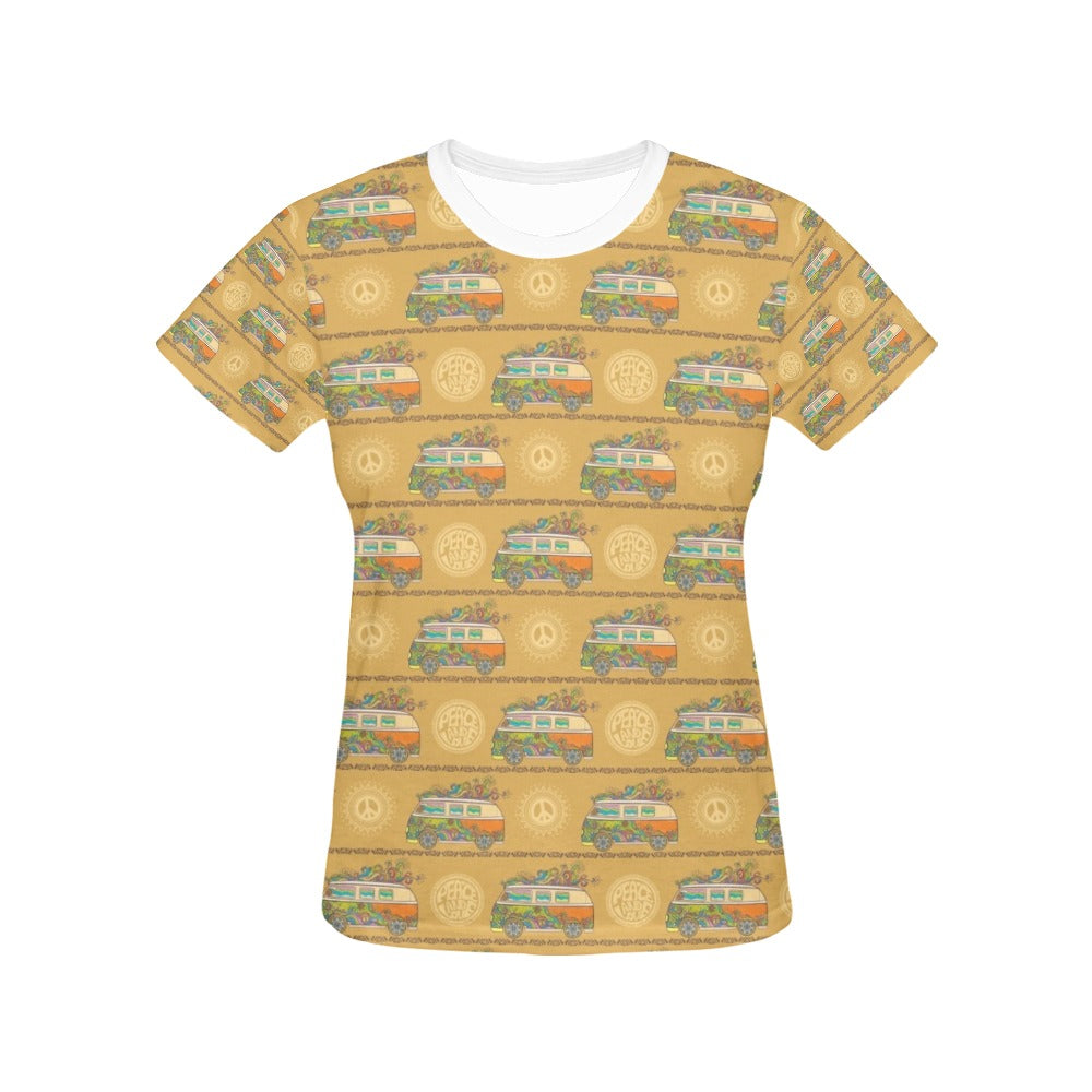 Hippie Van Print Design LKS304 Women's  T-shirt
