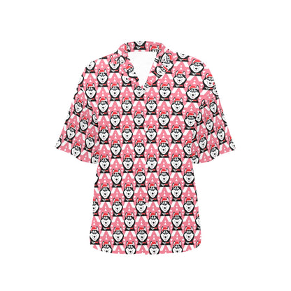 Siberian Huskies Christmas Themed Print Design LKS302 Women's Hawaiian Shirt
