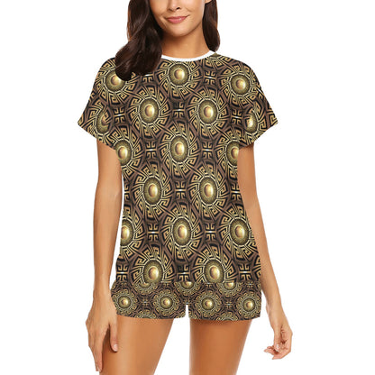 Ancient Greek Print Design LKS3012 Women's Short Pajama Set