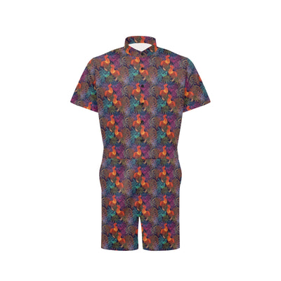 Rooster Print Style Men's Romper