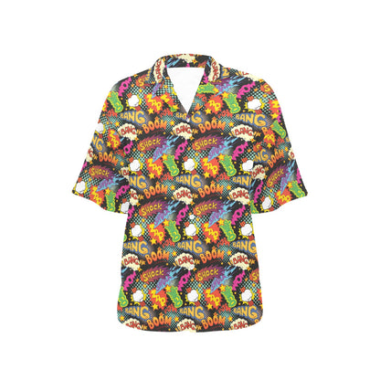 Comic Book Pattern Print Design 01 Women's Hawaiian Shirt