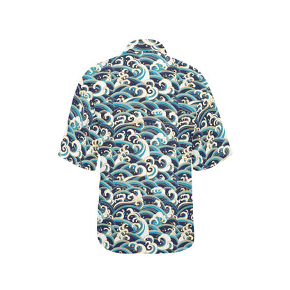 Surf Wave Pattern Women's Hawaiian Shirt