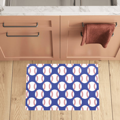 Baseball Blue Background Kitchen Mat