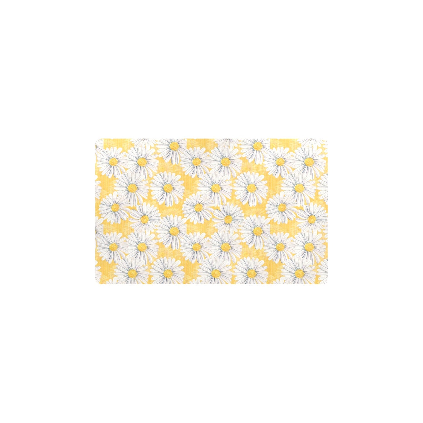 Daisy Yellow Watercolor Print Pattern Kitchen Mat