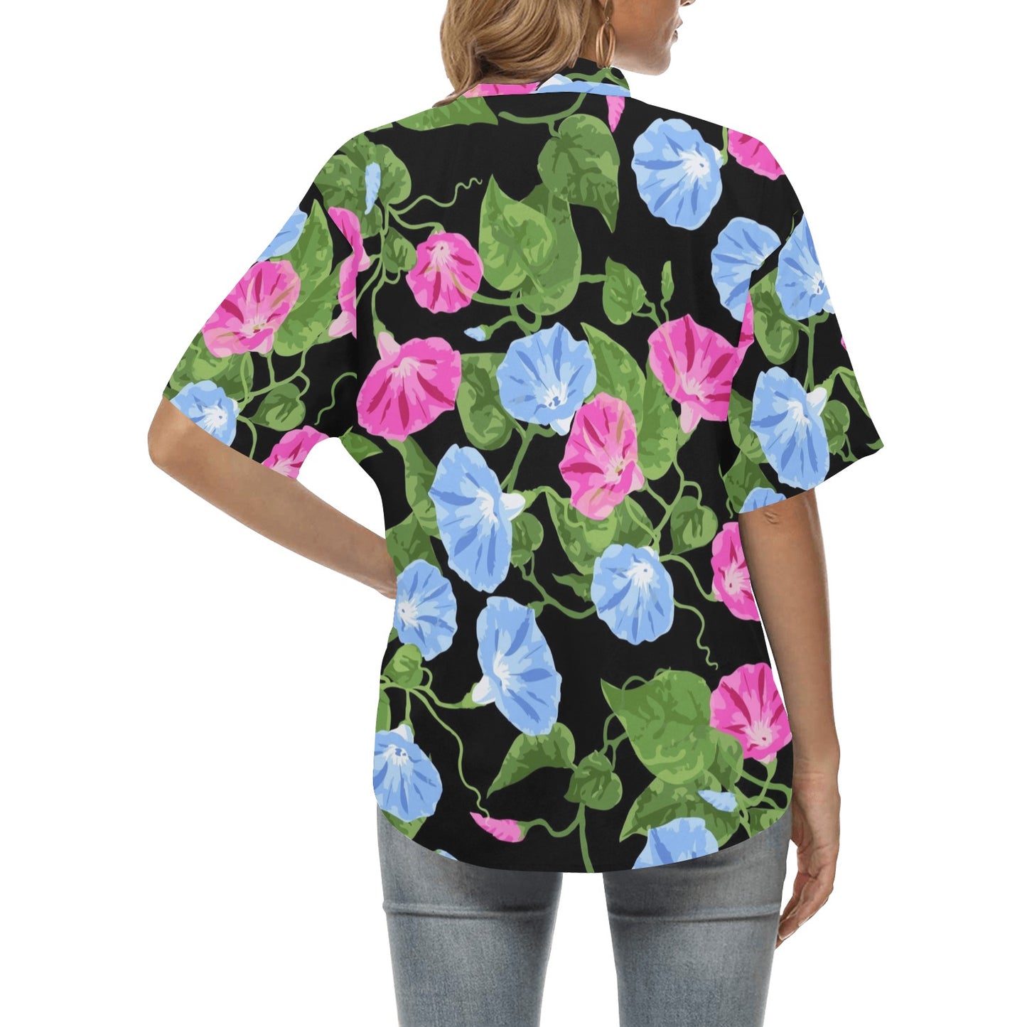 Morning Glory Pattern Print Design MG04 Women's Hawaiian Shirt