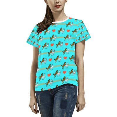 Horse Couple Love Print Design LKS309 Women's  T-shirt