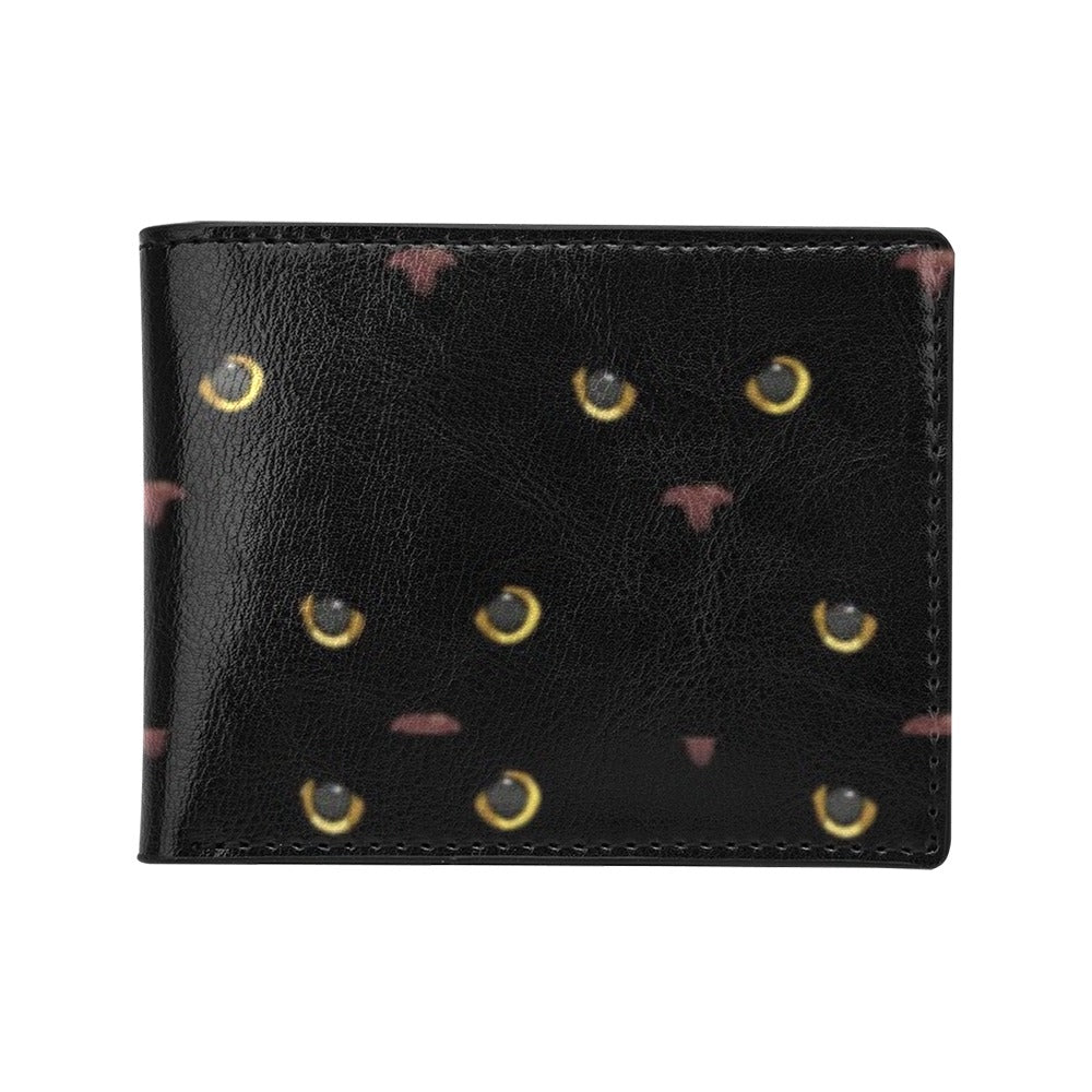 Black Cat Face Print Pattern Men's ID Card Wallet