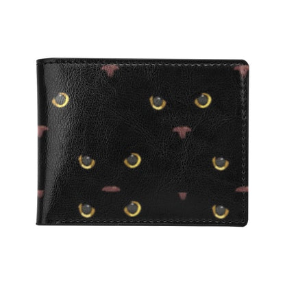 Black Cat Face Print Pattern Men's ID Card Wallet