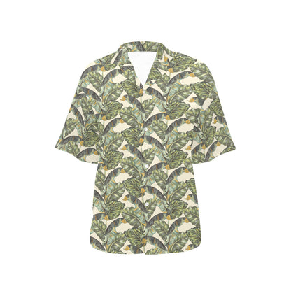 Banana Leaf Pattern Print Design 04 Women's Hawaiian Shirt