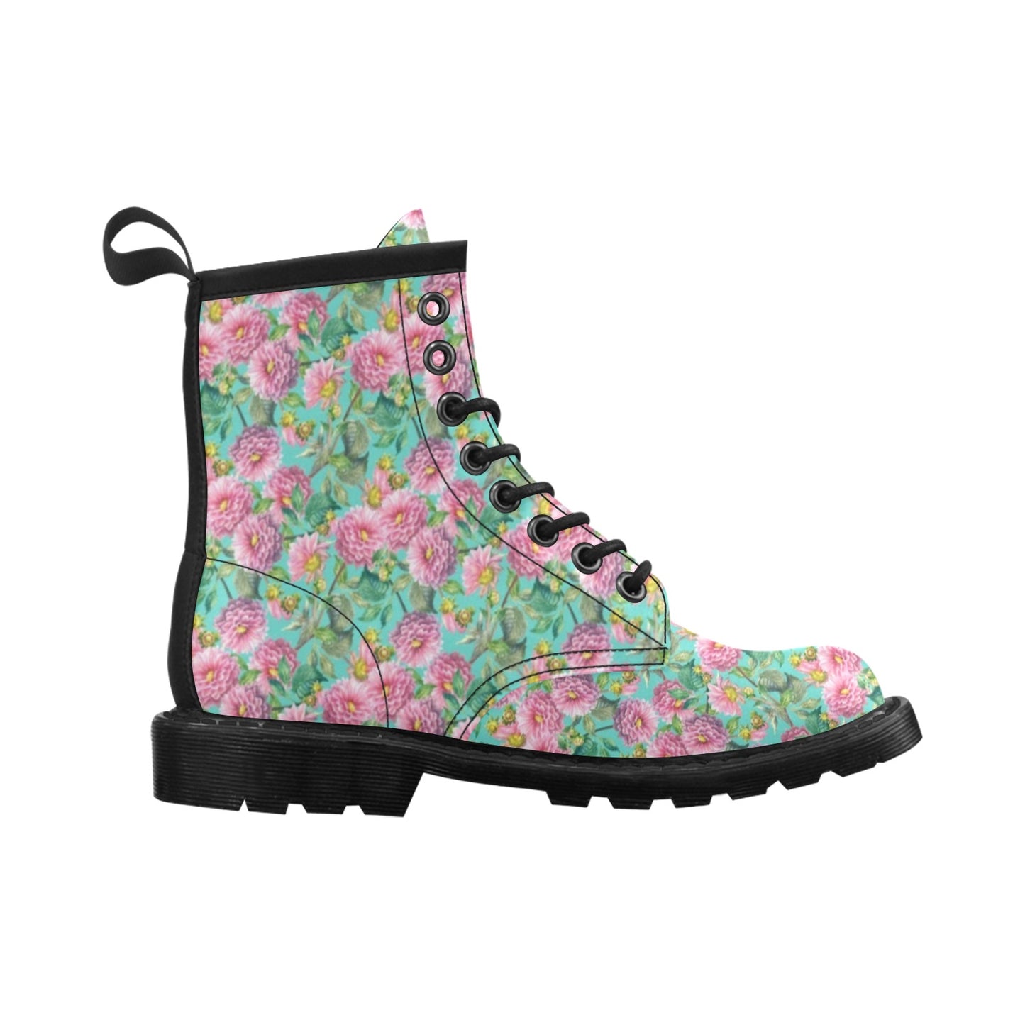 Dahlia Pattern Print Design DH07 Women's Boots