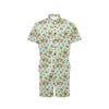 Bird with Red Flower Print Pattern Men's Romper