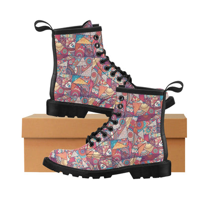 Patchwork Print Design LKS401 Women's Boots