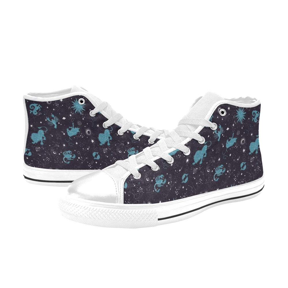 Zodiac Print Design LKS303 High Top Women's White Shoes