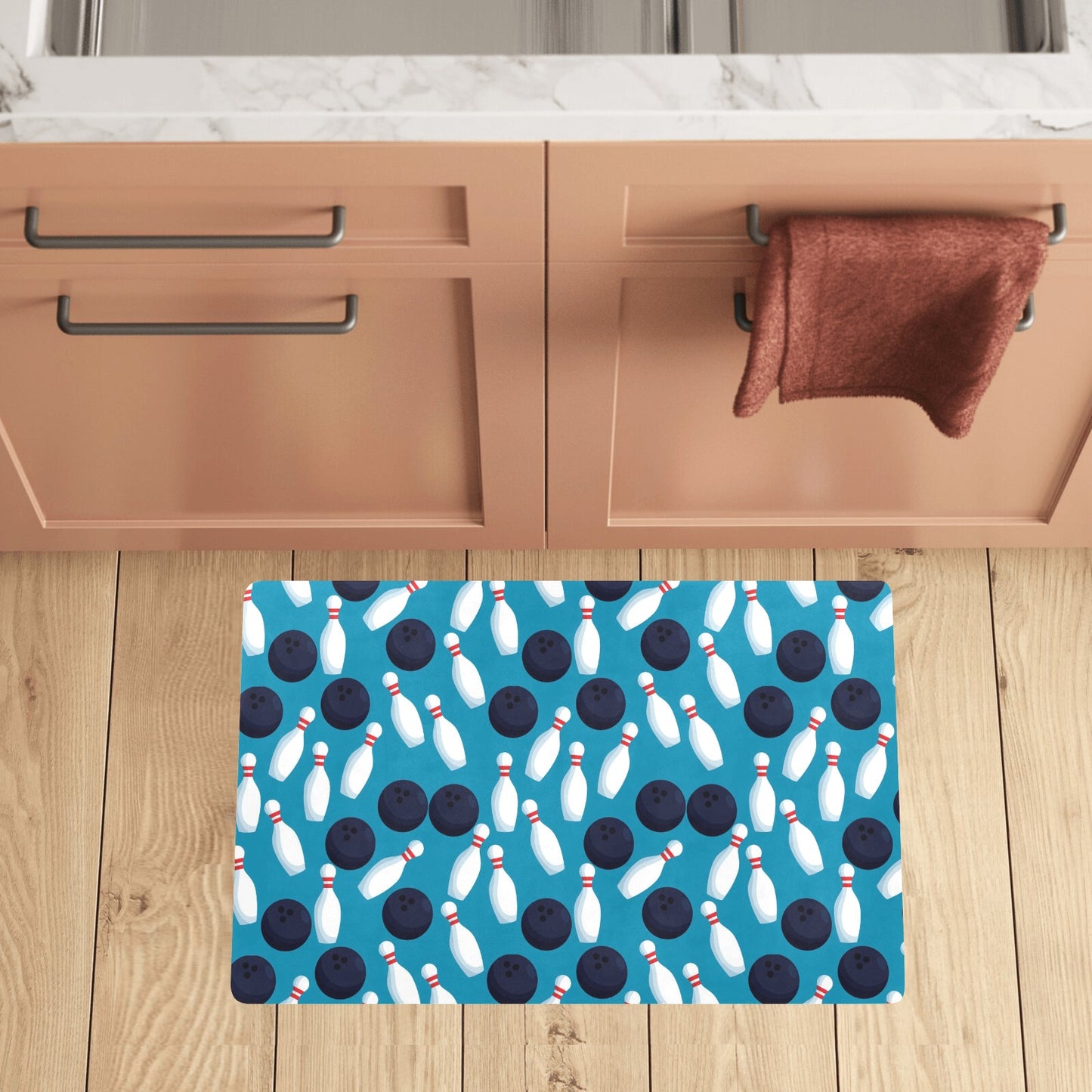 Bowling Pin Pattern Print Design 010 Kitchen Mat