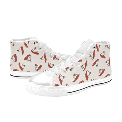 Skydiver Print Design LKS302 High Top Women's White Shoes