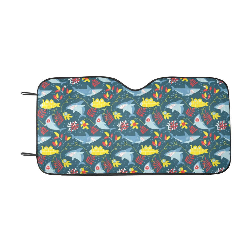 Scuba With Sharks Print Design LKS303 Car front Windshield Sun Shade