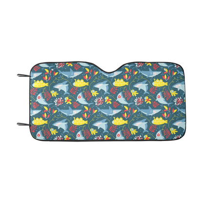Scuba With Sharks Print Design LKS303 Car front Windshield Sun Shade