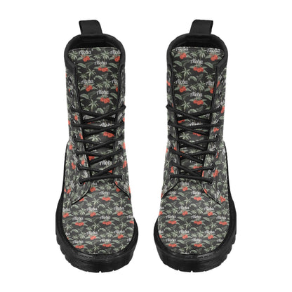 Aloha Palm Tree Design Themed Print Women's Boots