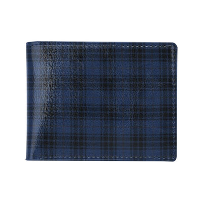 Navy Blue Tartan Plaid Pattern Men's ID Card Wallet