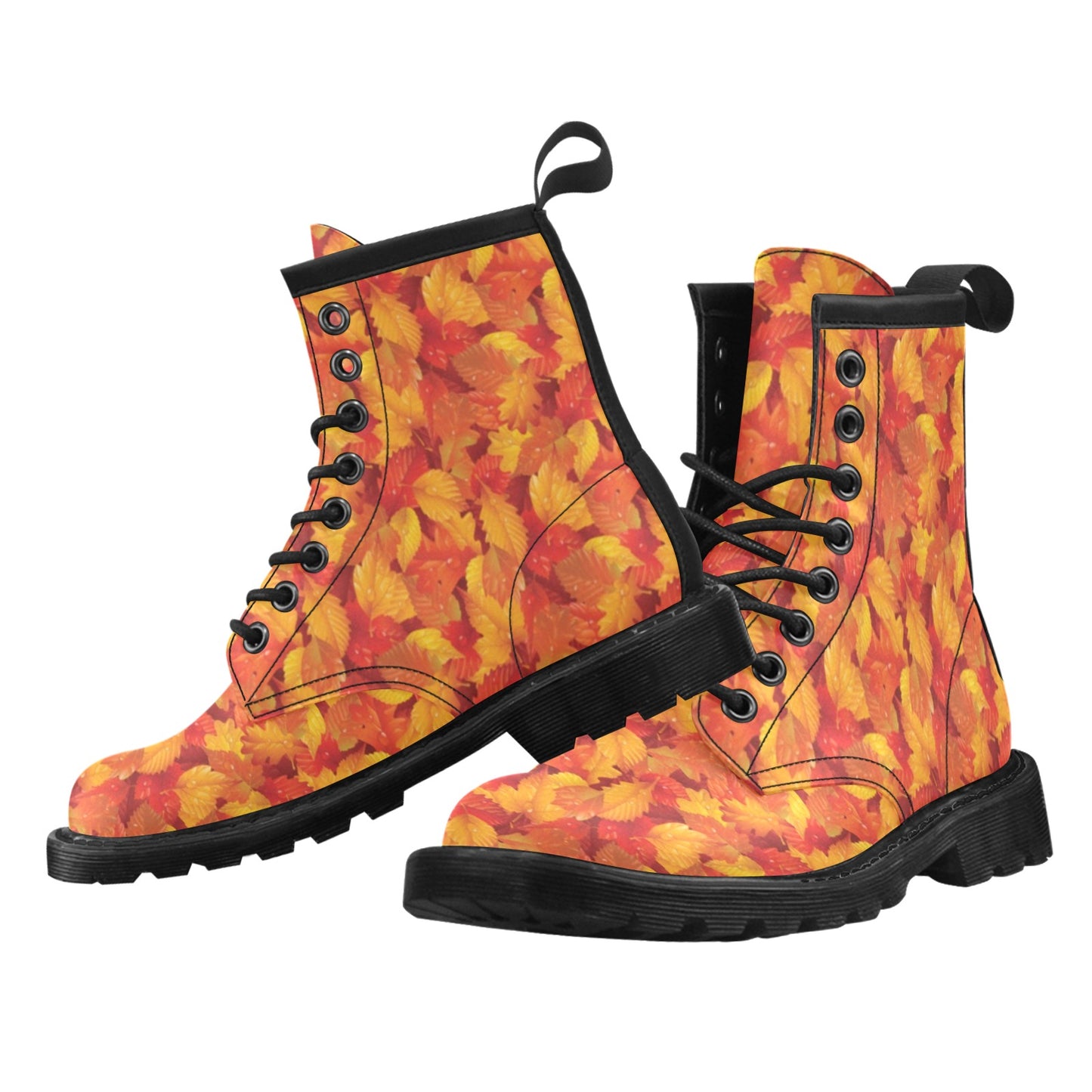 Elm Leave Autum Print Pattern Women's Boots