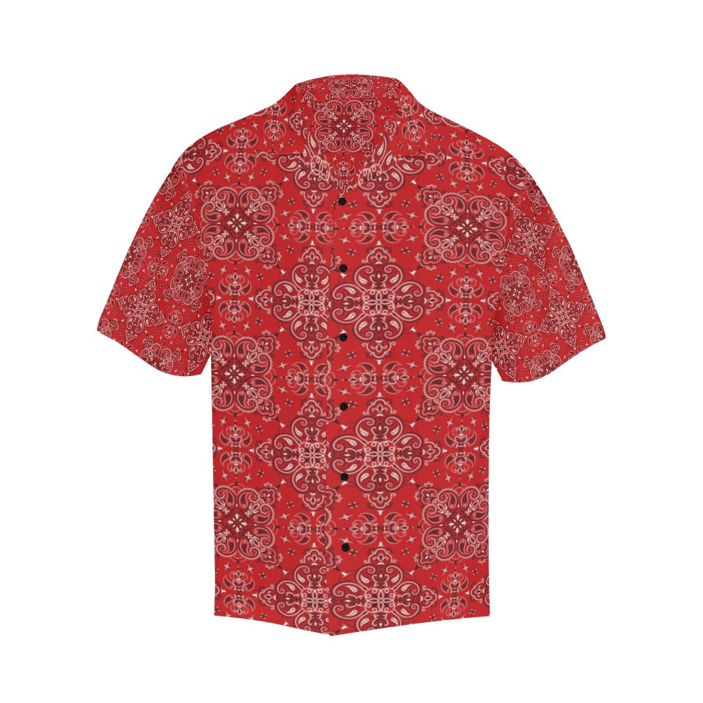Bandana Red Pattern Print Design LKS3010 Men's Hawaiian Shirt