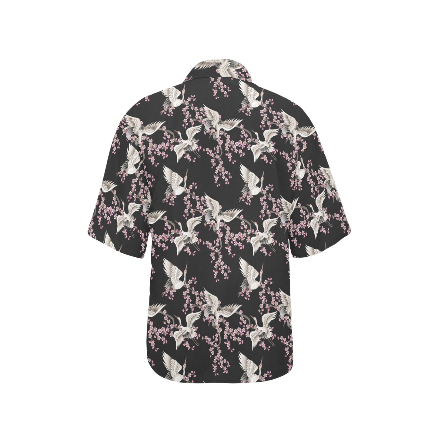 Crane Pattern Print Design 01 Women's Hawaiian Shirt