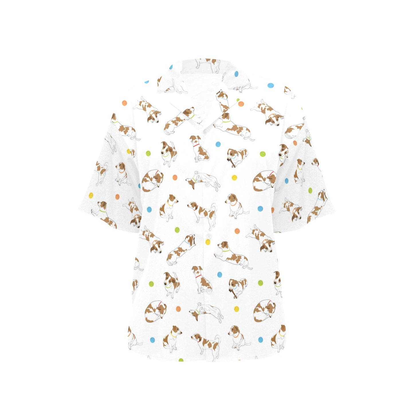 Russell Terriers With Balls Print Design LKS307 Women's Hawaiian Shirt