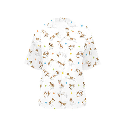 Russell Terriers With Balls Print Design LKS307 Women's Hawaiian Shirt