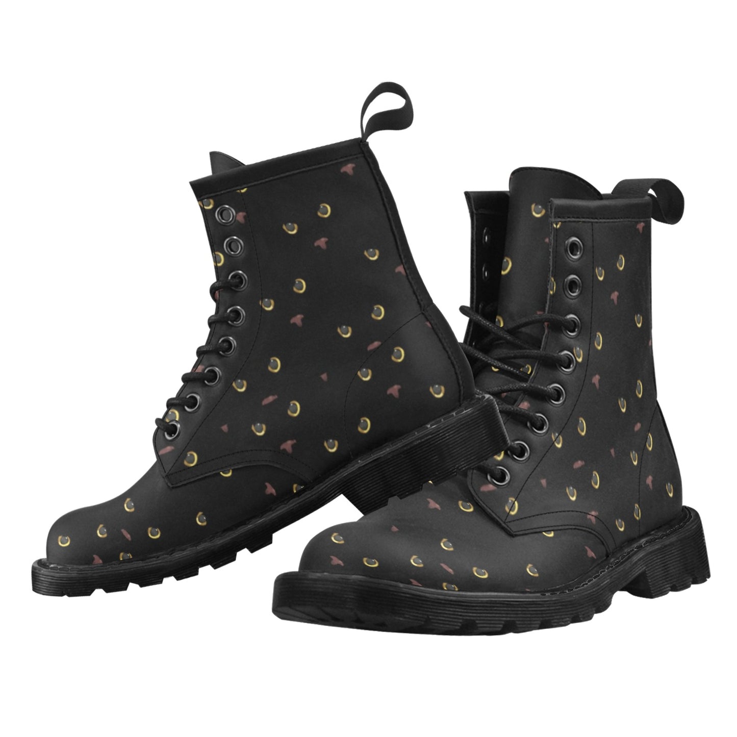 Black Cat Face Print Pattern Women's Boots