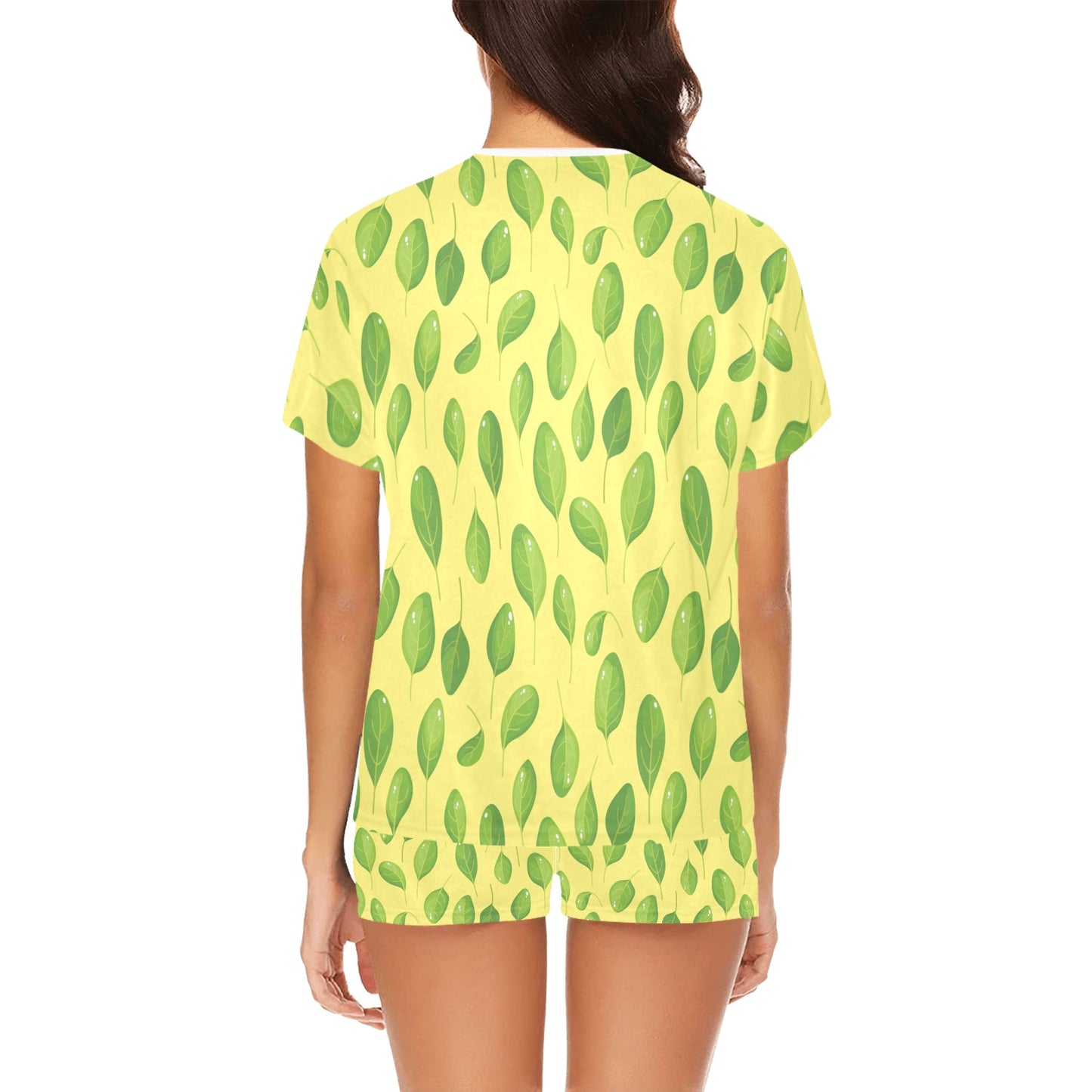 Spinach Print Design LKS302 Women's Short Pajama Set