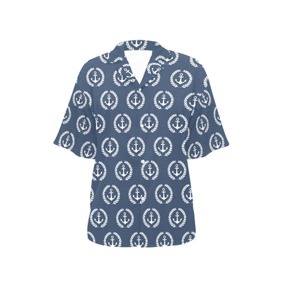 Anchor Pattern Print Design 04 Women's Hawaiian Shirt