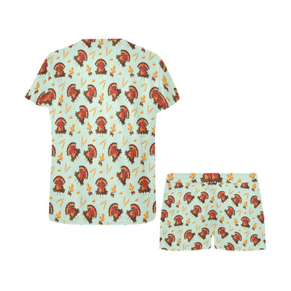 Thanksgiving Print Design LKS309 Women's Short Pajama Set