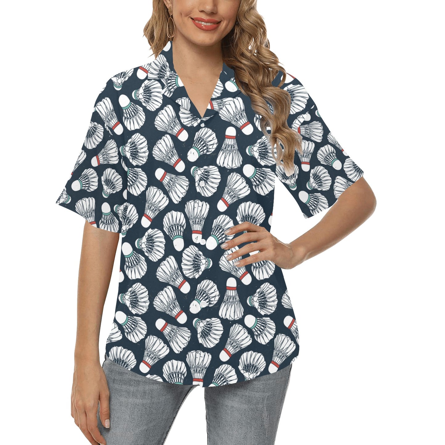 Badminton Ball Pattern Print Design 01 Women's Hawaiian Shirt