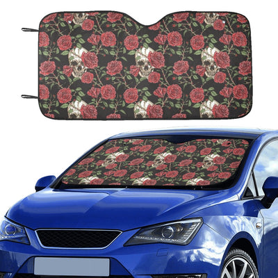 Skull And Roses Print Design LKS303 Car front Windshield Sun Shade