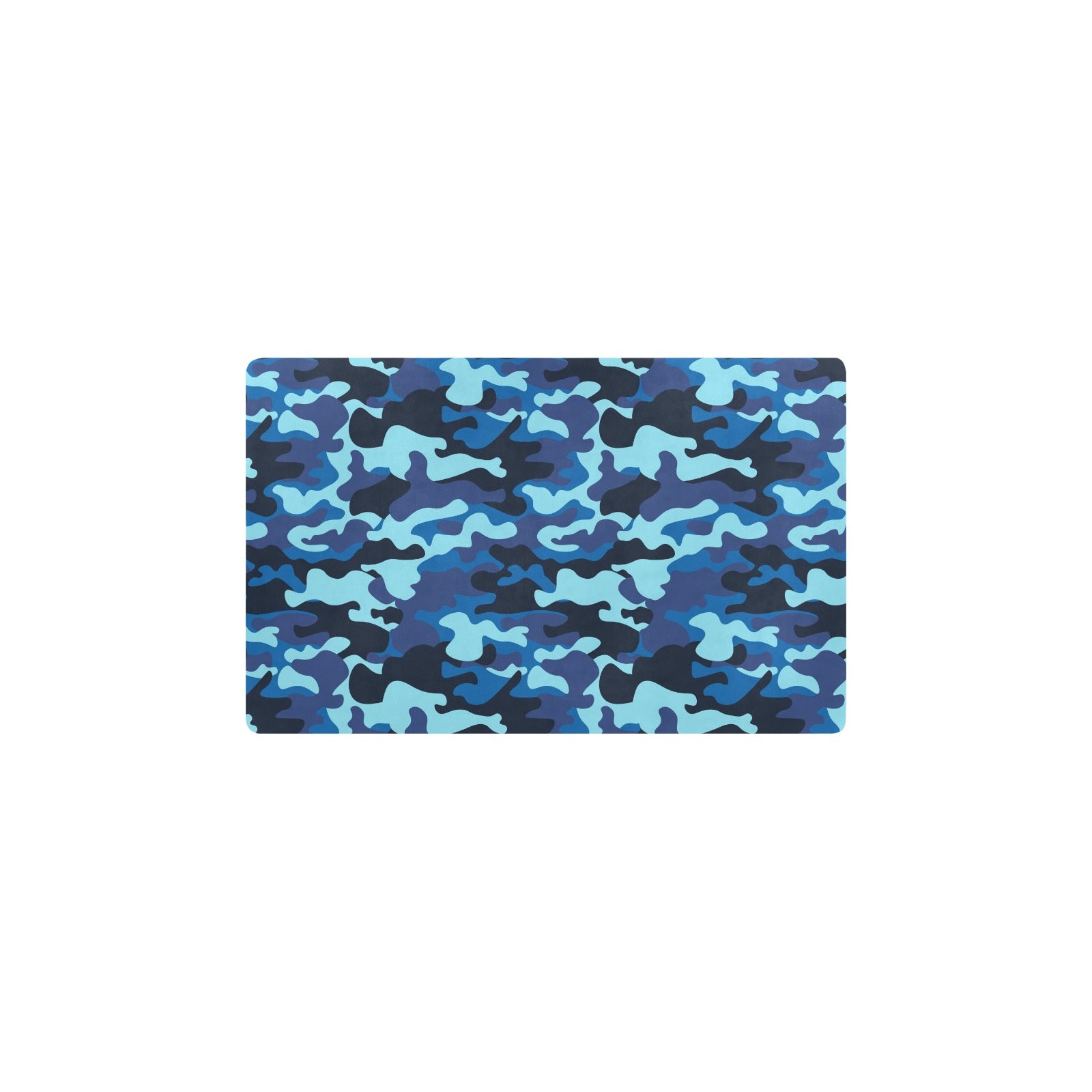 Camo Blue Pattern Print Design 04 Kitchen Mat