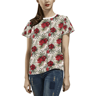 Hibiscus Print Design LKS3011 Women's  T-shirt