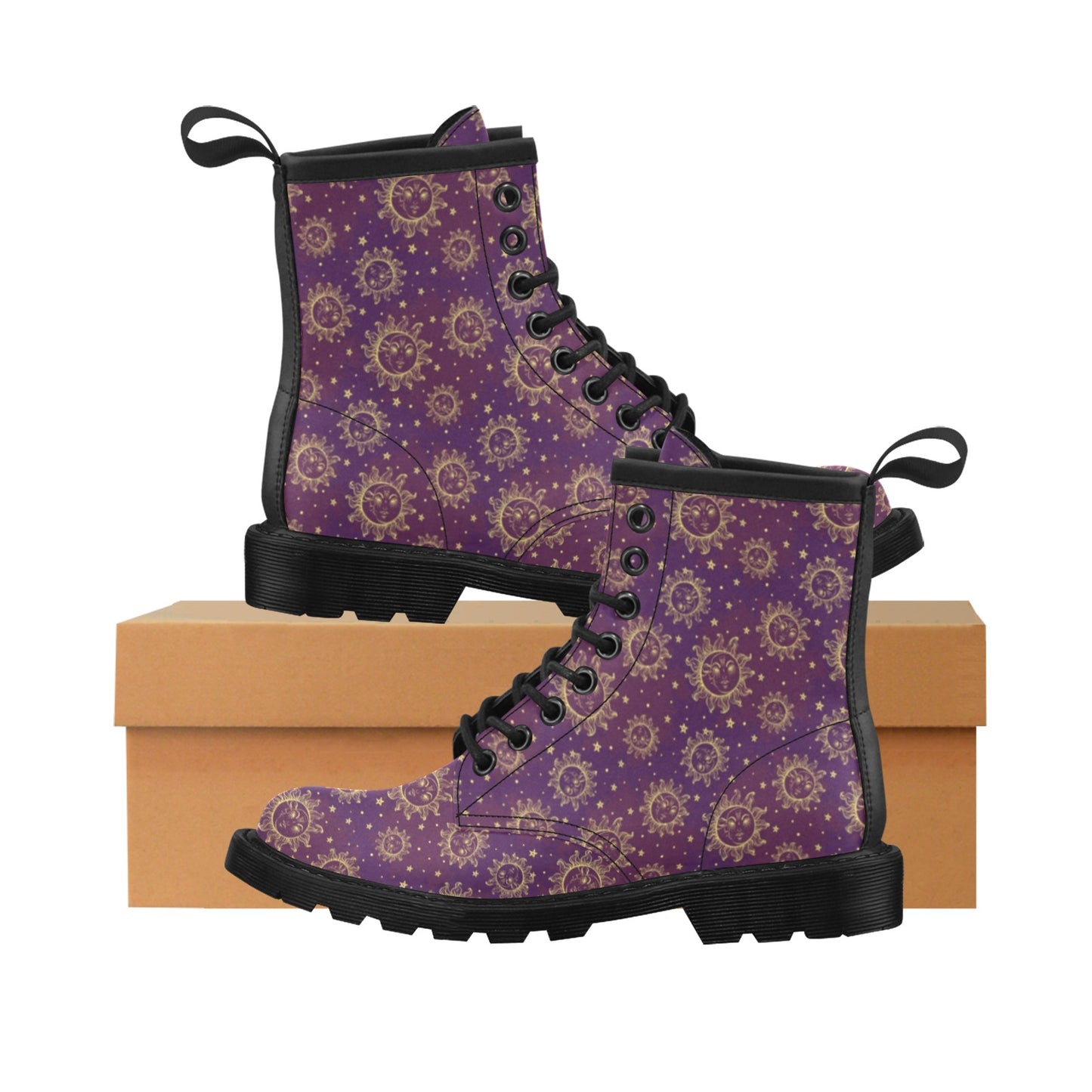 Sun Moon Star Design Themed Print Women's Boots