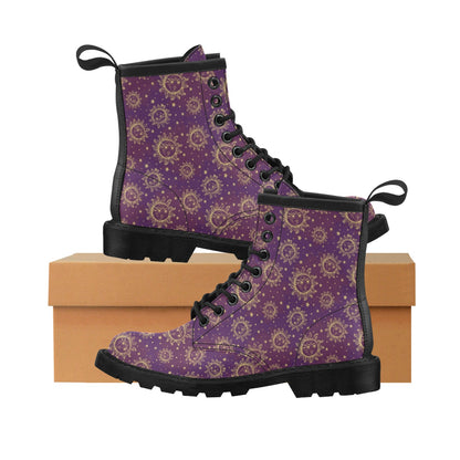 Sun Moon Star Design Themed Print Women's Boots