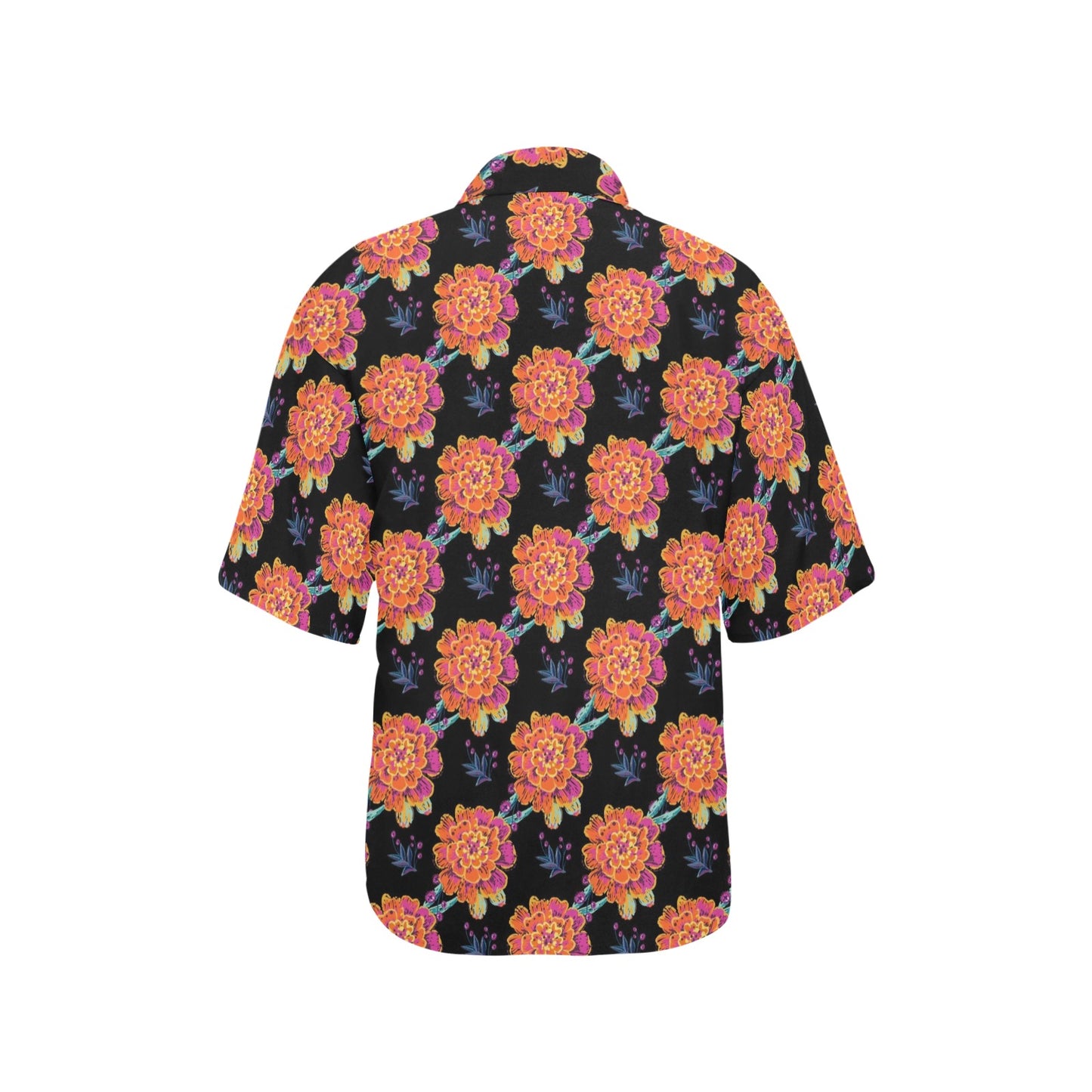 Marigold Pattern Print Design MR04 Women's Hawaiian Shirt