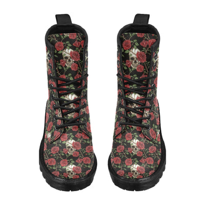 Skull And Roses Print Design LKS303 Women's Boots