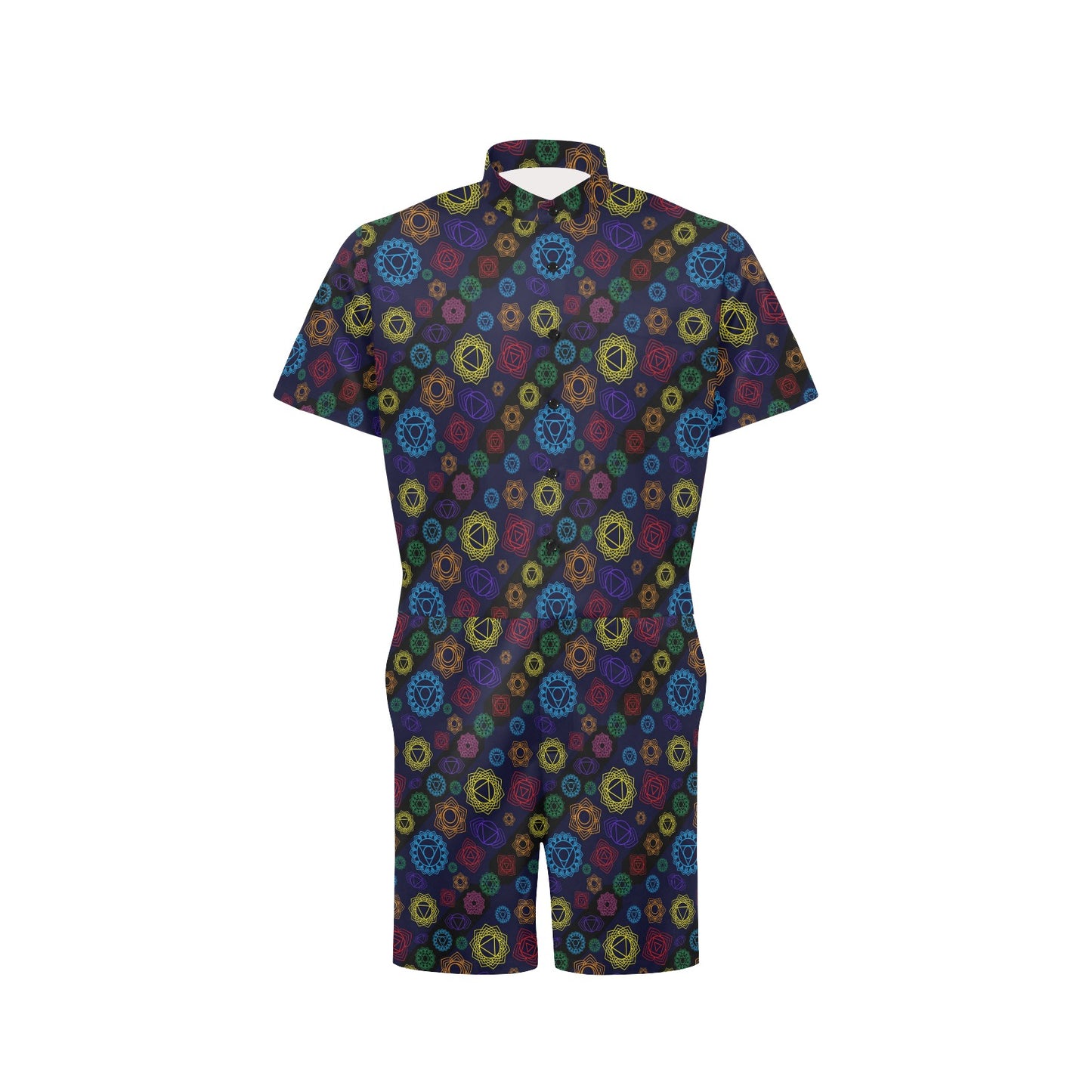 Chakra Colorful Print Pattern Men's Romper
