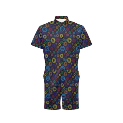 Chakra Colorful Print Pattern Men's Romper