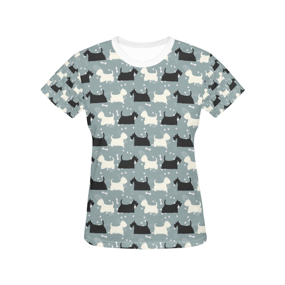 Scottish Terriers Print Design LKS301 Women's  T-shirt