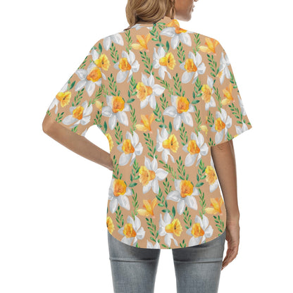 Daffodils Pattern Print Design DF04 Women's Hawaiian Shirt