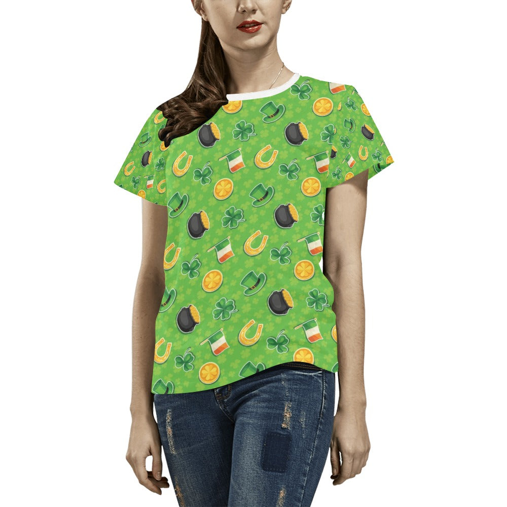 Shamrock Saint Patrick's Day Print Design LKS302 Women's  T-shirt