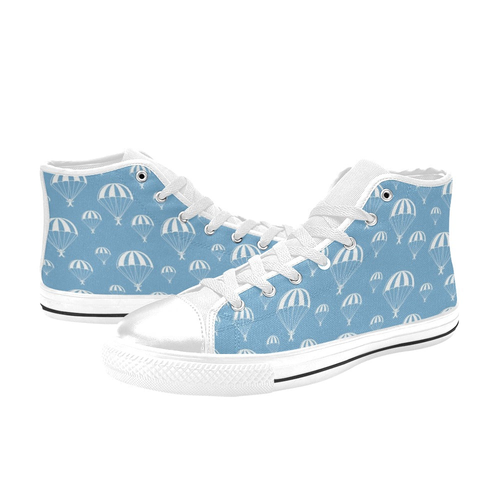 Skydiver Print Design LKS305 High Top Women's White Shoes