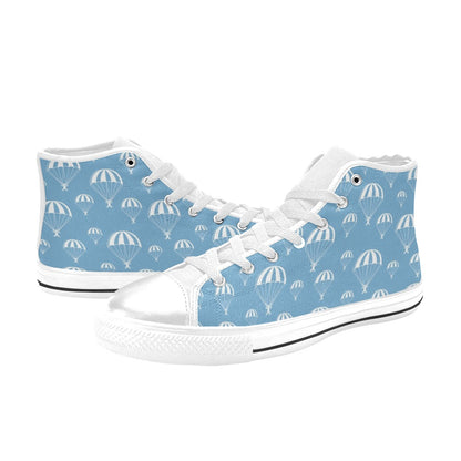 Skydiver Print Design LKS305 High Top Women's White Shoes