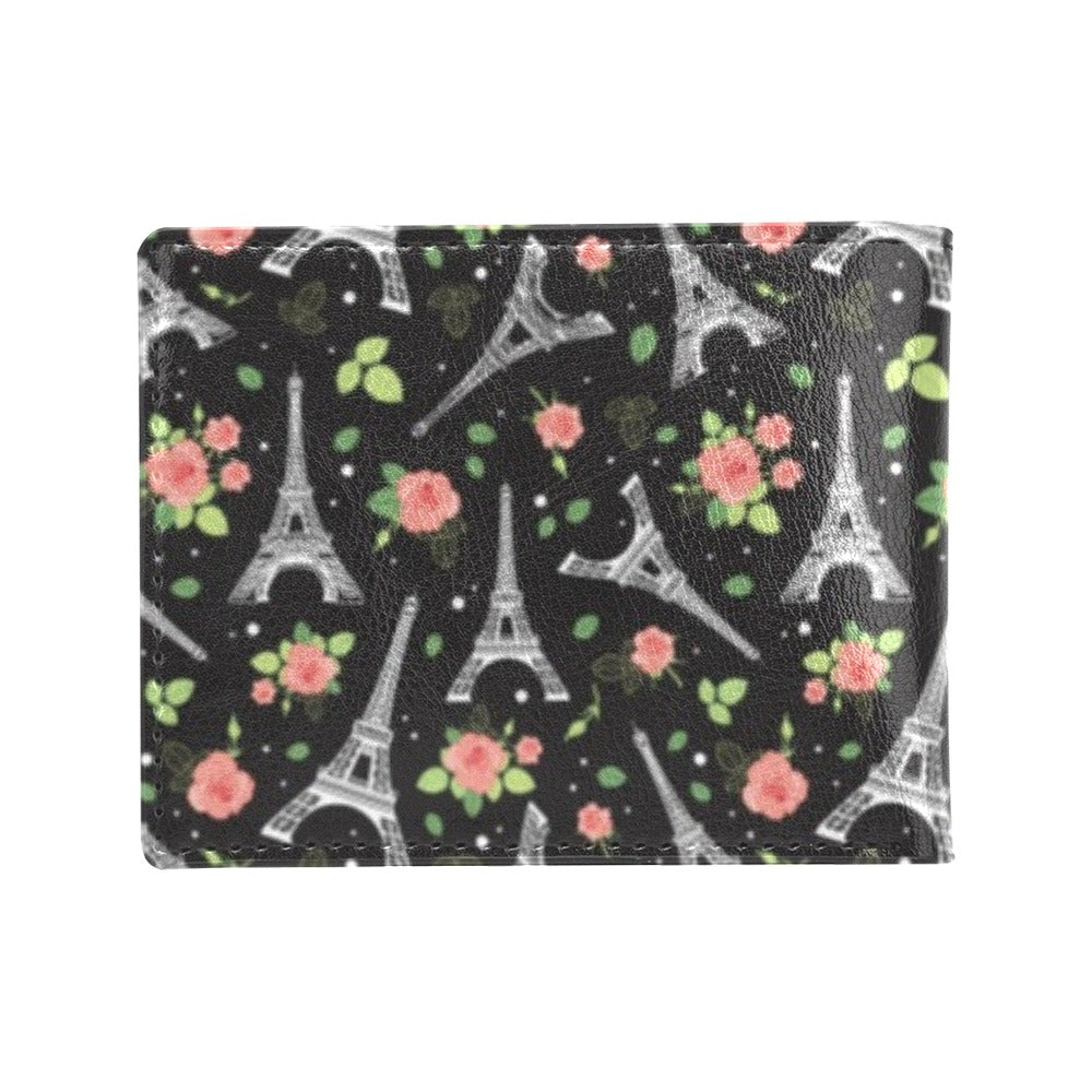 Eiffel Tower Rose Print Men's ID Card Wallet
